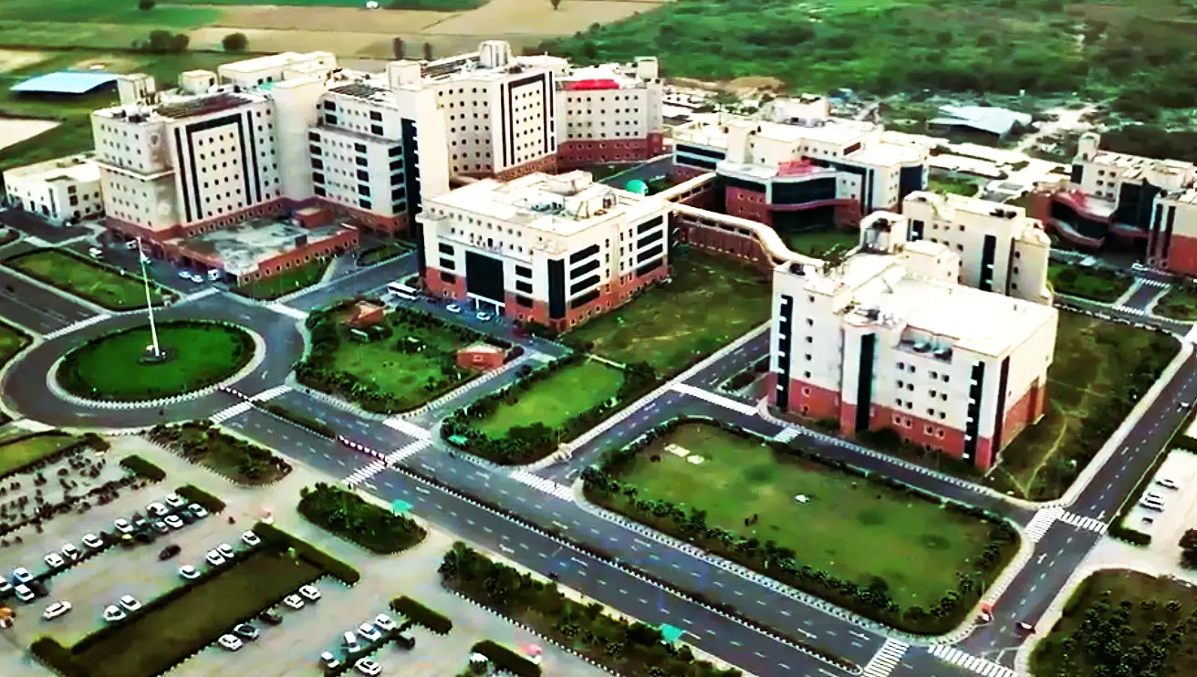 AIIMS Badsa hospital campus aerial view near MET City
